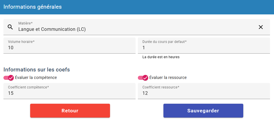 ajout cours
