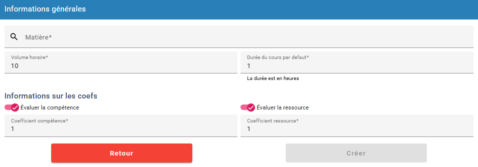 ajout cours