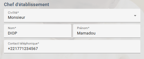 chef d'établissement