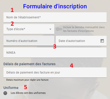 Formulaire d'inscription
